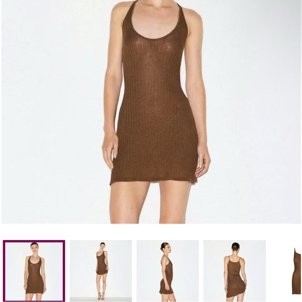 Skims sheer knit mini dress in bison size small